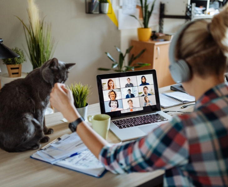 Girl using laptop while working from home