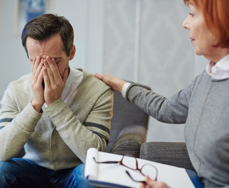 Guy taking help from counsellor