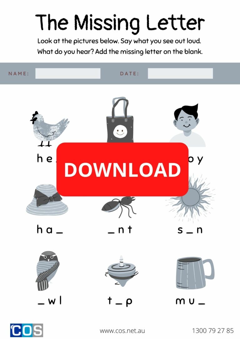 missing letter literacy worksheet