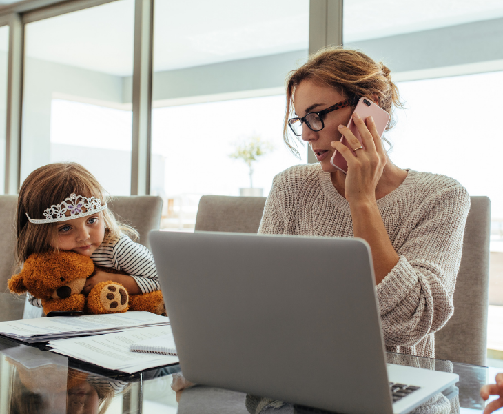 Woman doing working from home tax return