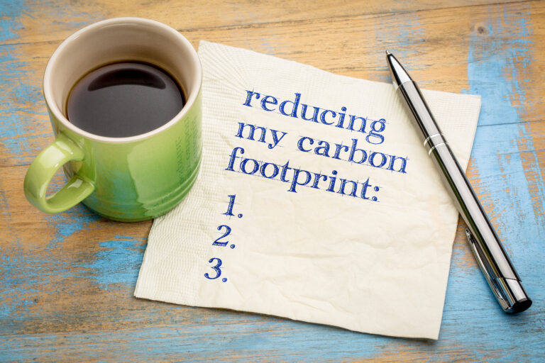 Steps of carbon footprint and tea cup