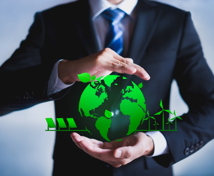 Man holding a globe