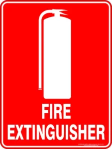 Fire safety sign for workplace