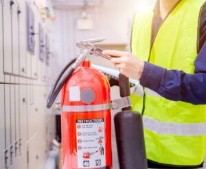 Different types of fire extinguishers are