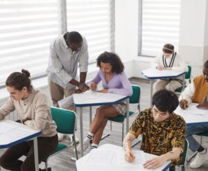 Students sitting in the classroom.