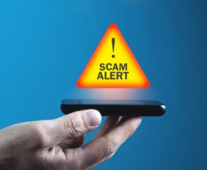 Phishing scam alert on phone