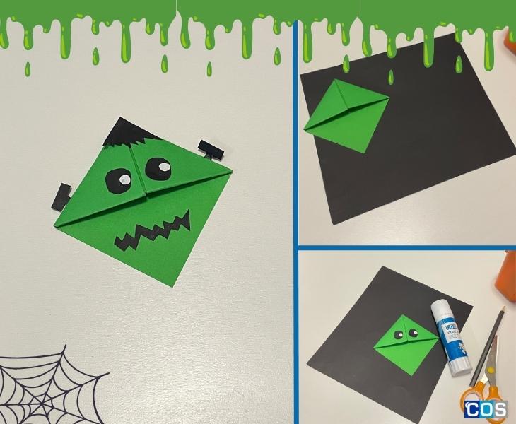 Making Frankenstein bookmarks for kids