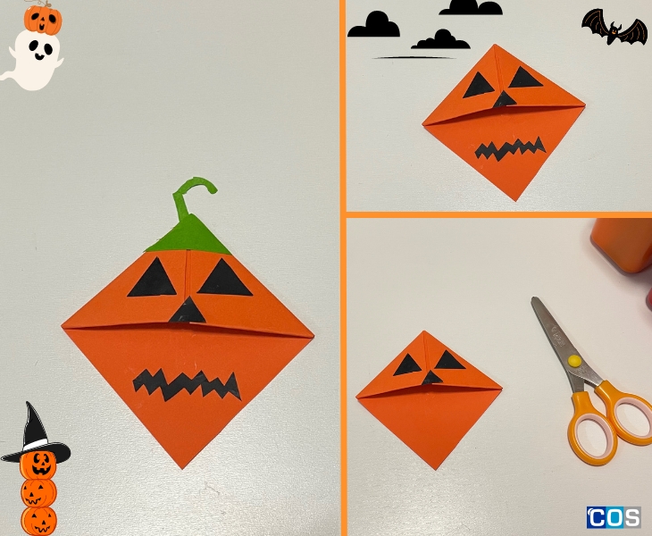 Making pumpkin bookmarks for kids