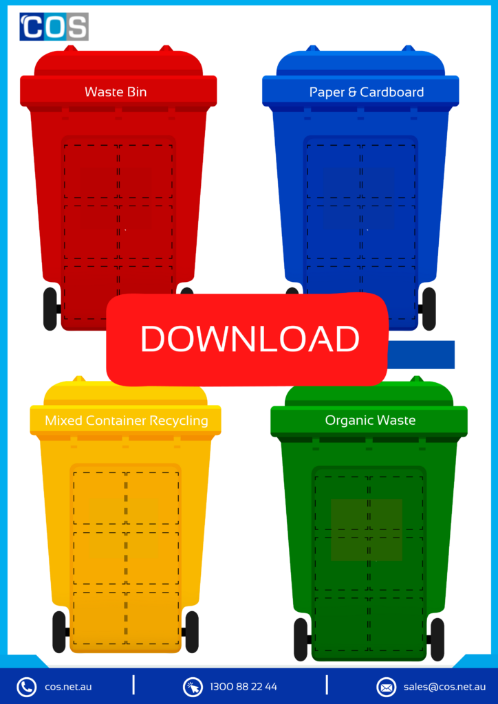 4 waste bins in different colours