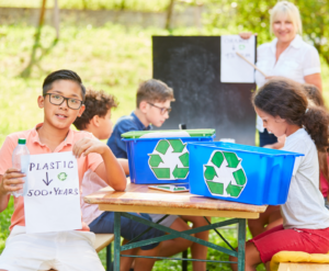 Children learning waste management in school
