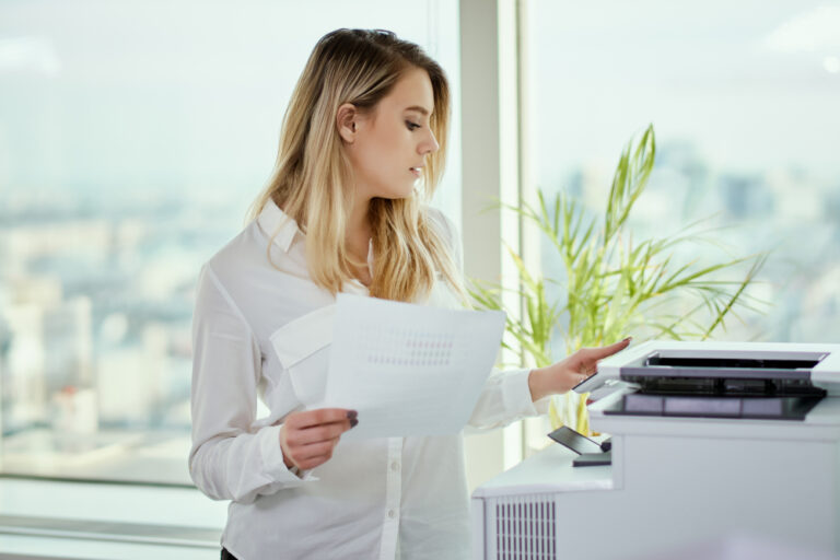 Lady Printing in Office