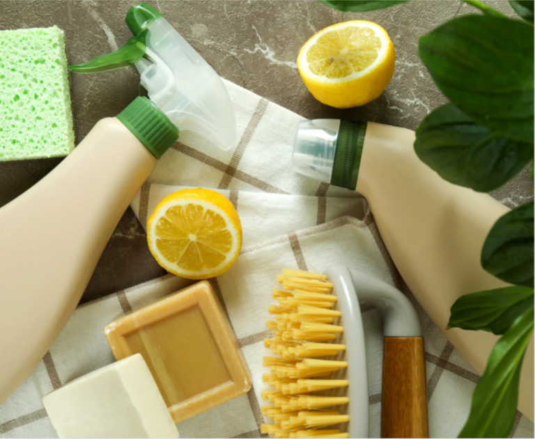 Cleaning Concept with Eco Friendly Cleaning Tools and cleaners