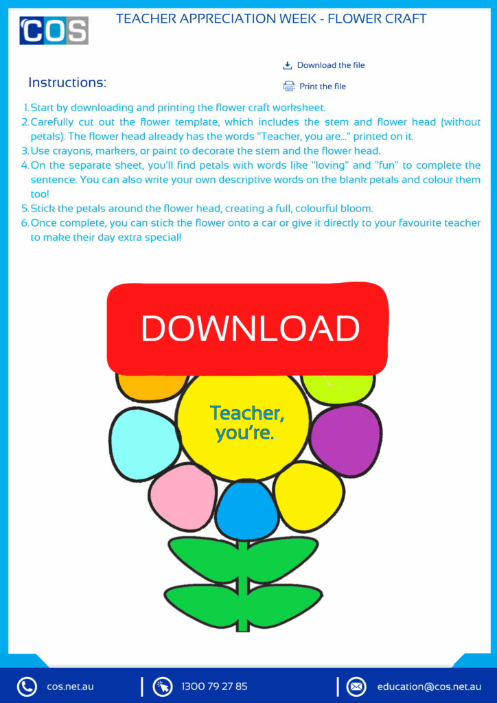 Teacher Appreciation week worksheet for kids