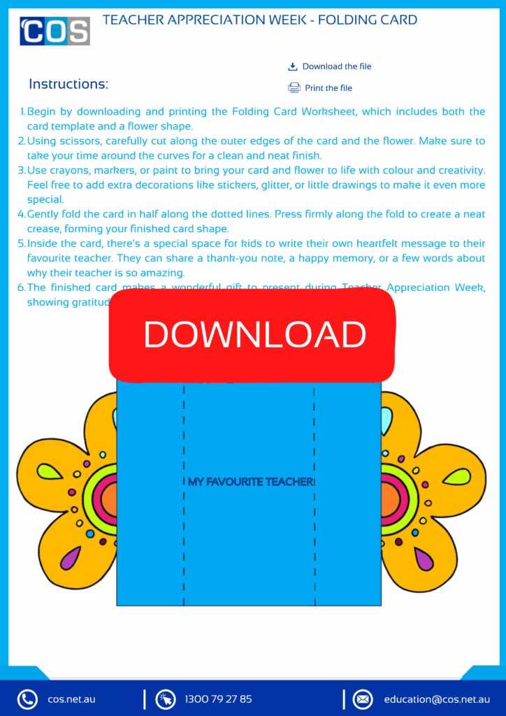 Folding card worksheet
