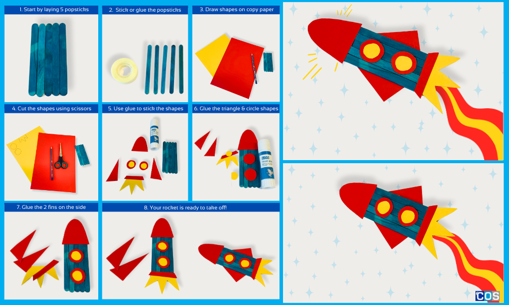 Popstick rocket craft for kids