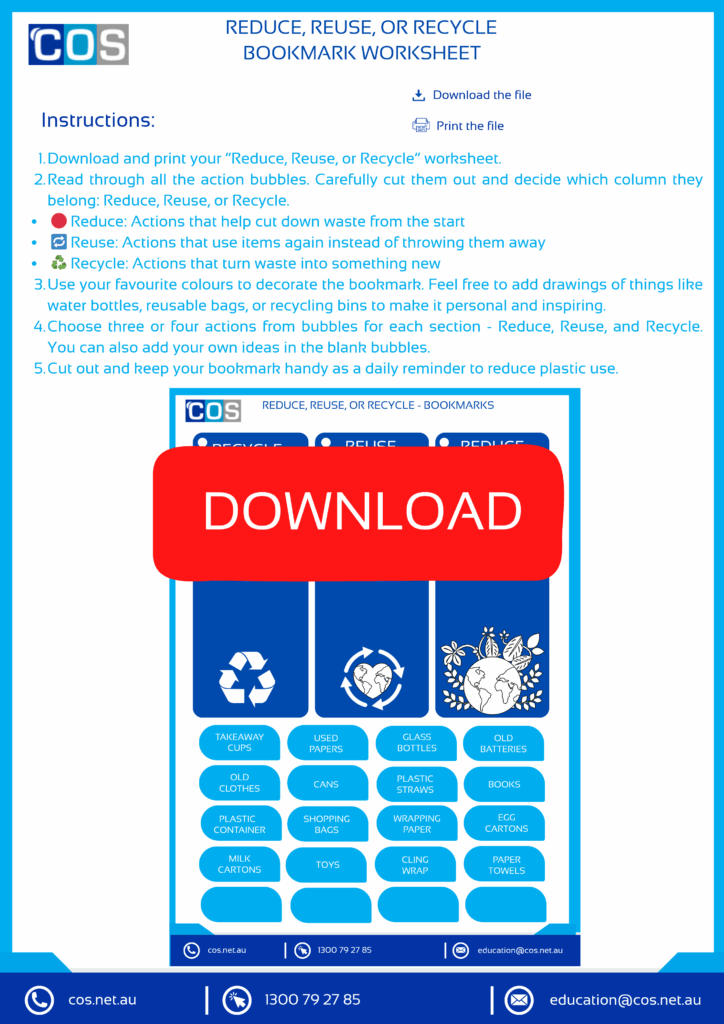 Plastic free July worksheet