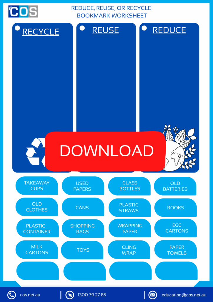 Plastic Free July Educational Worksheet for kids