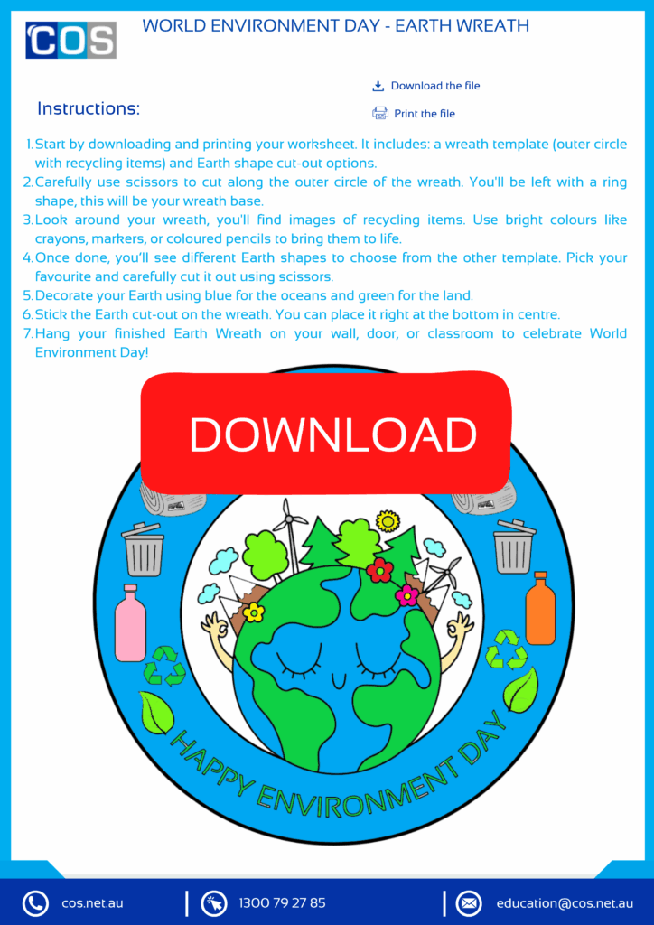 World Environment DAY - EARTH WREATH Worksheet
