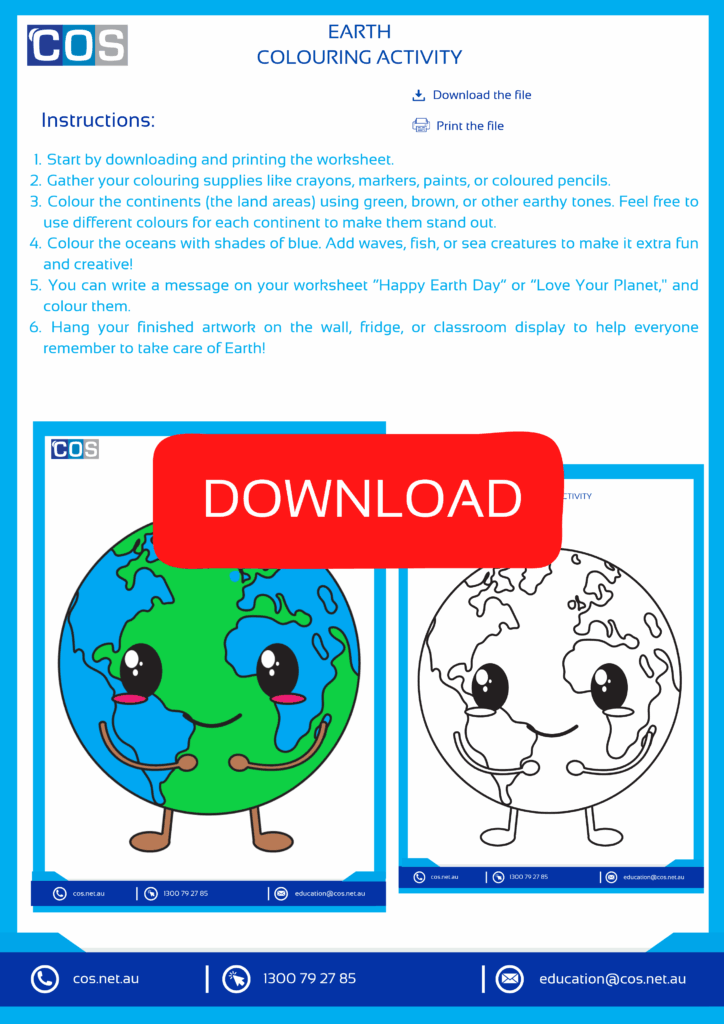 Earth Colouring worksheet