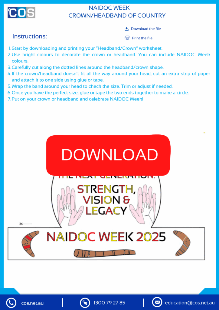 NAIDOC WEEK - Crown/headband worksheet