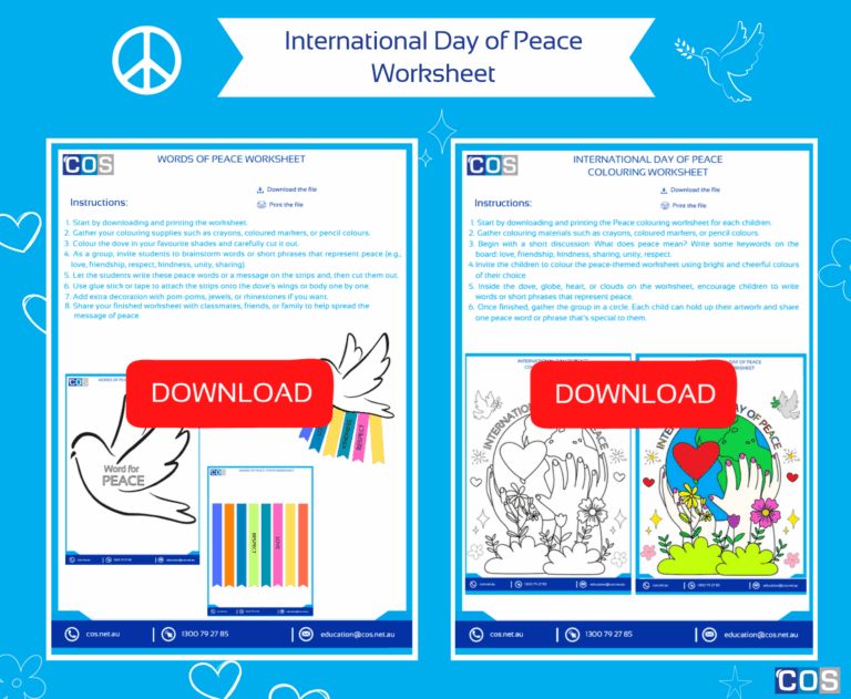 International Day of Peace Worksheet for kids