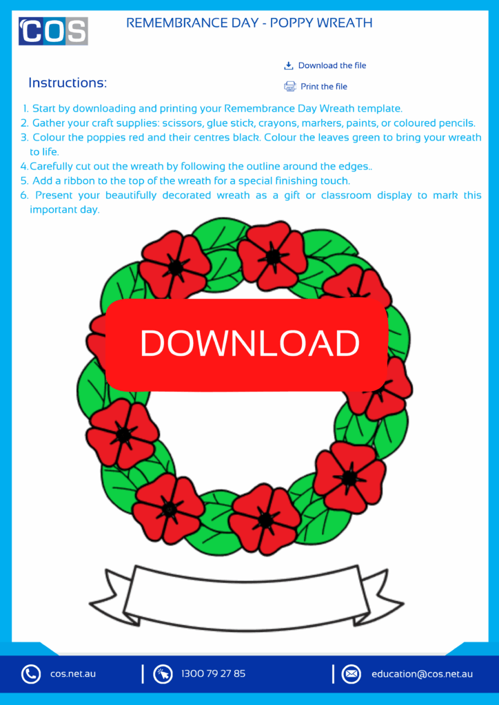 Remembrance Day - Poppy Wreath Worksheet