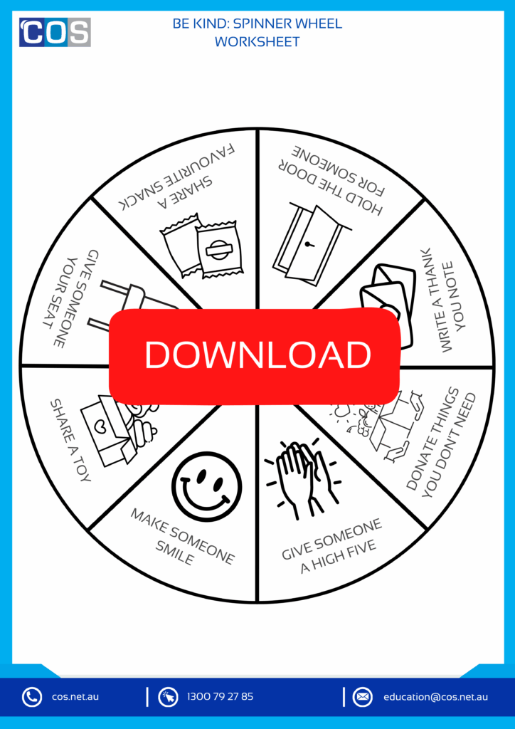 Be Kind : Spinner Wheel Worksheet for kids second Template
