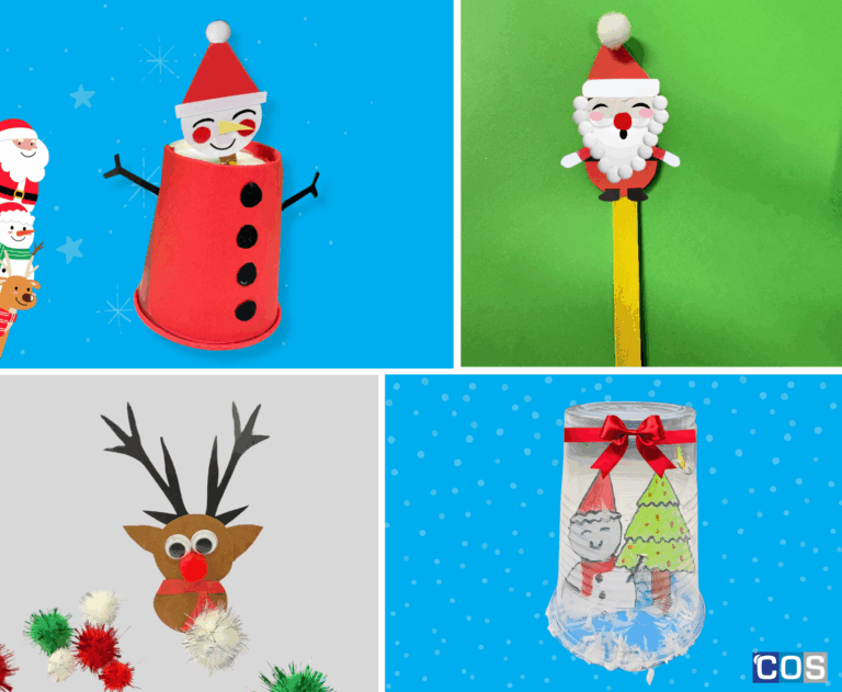 Paper cup snowman, Santa Bookmark, Plastic Cup Snow Globe and Reindeer